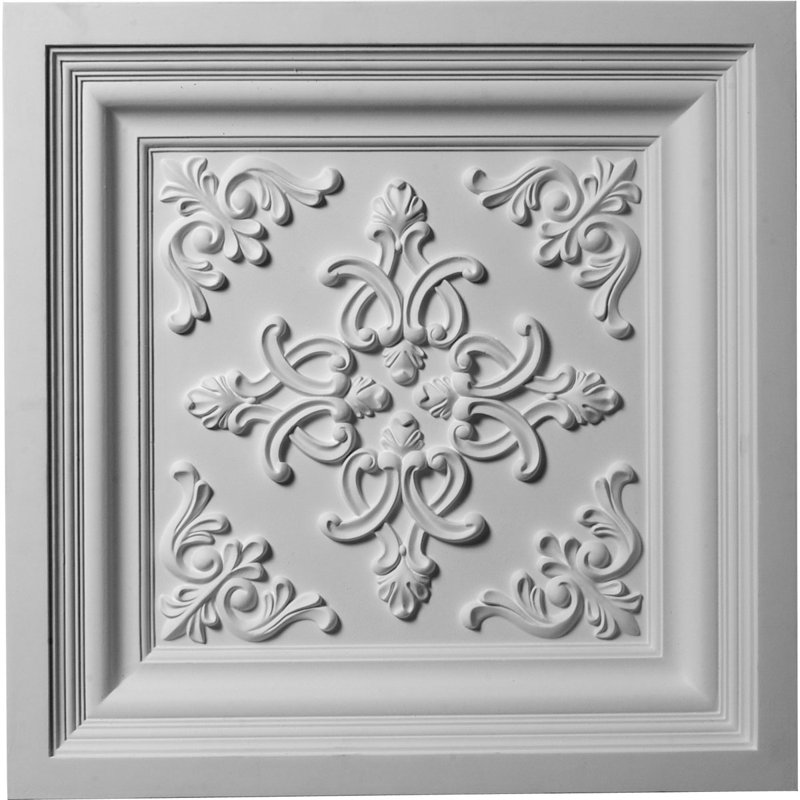Kinsley 24'' L x 24'' W Textured Polyurethane Drop-In Ceiling Tile In White