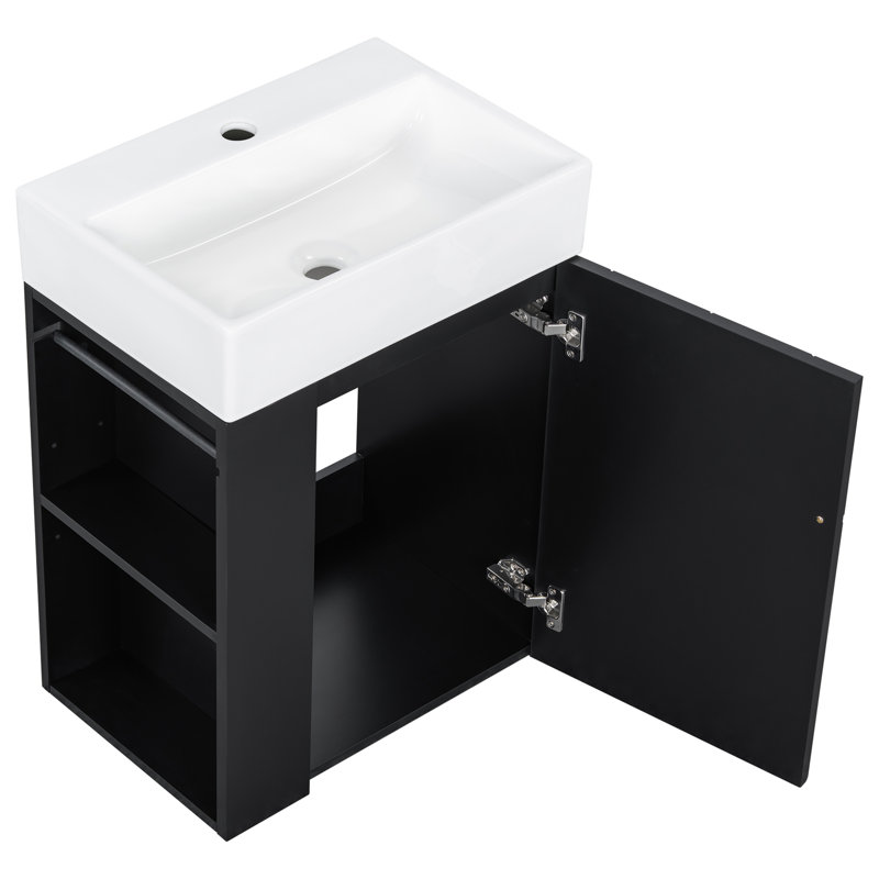 20 Inch Bathroom Vanity with Ceramic Sink, Black