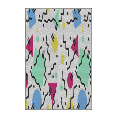 Tapis motif rose/vert/jaune