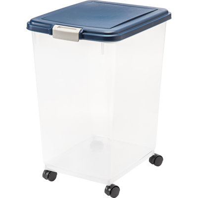 IRIS 50 lb Contenant pour aliments pour animaux avec roulettes WeatherPro Airtight
