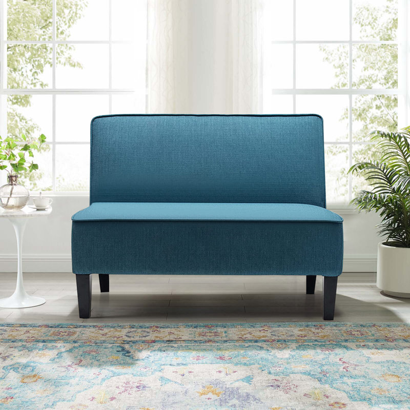 Baskas Upholstered 44.5'' Loveseat, Blue Linen