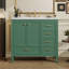 Meuble-lavabo 36 po avec lavabo, armoire de salle de bain avec porte à fermeture en douceur, 4 tiroirs de différentes tailles, structure et pieds en bois massif, un paquet, vert, meubles-lavabos