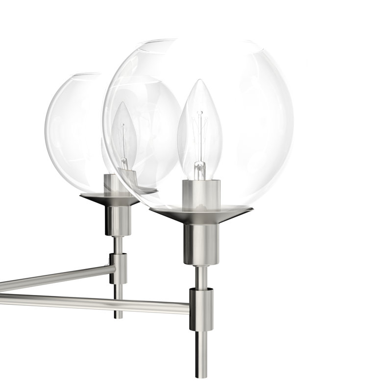 Hunter Xidane With Clear Glass 5 Light Chandelier Ceiling Light Fixture, Brushed Nickel