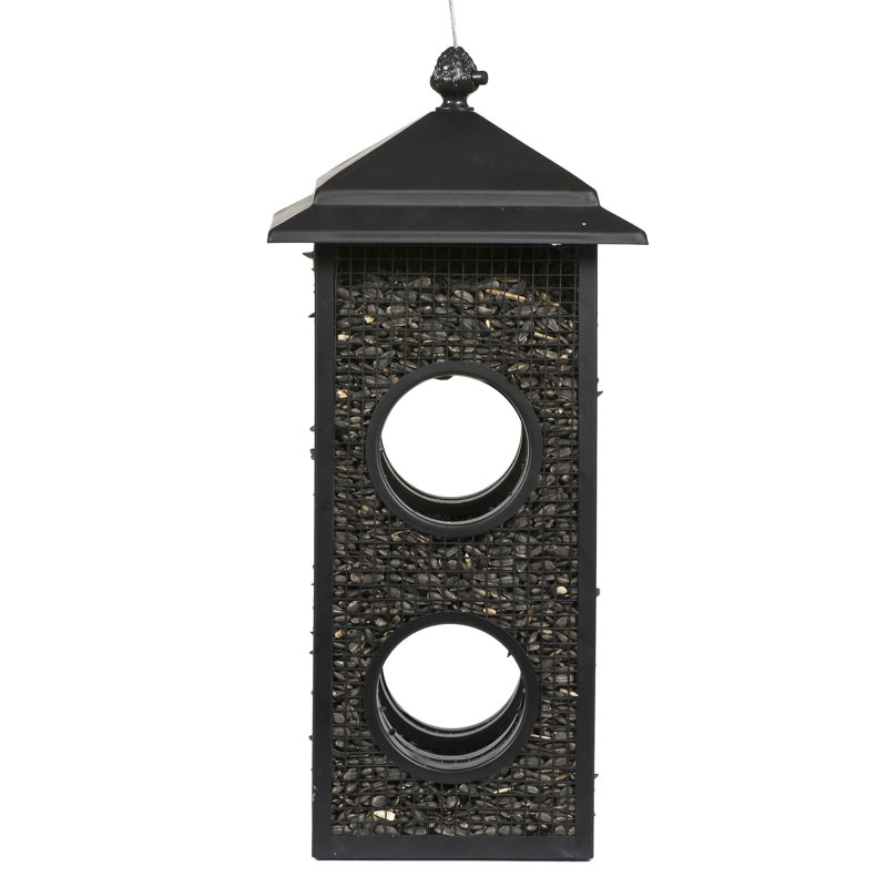 Black Metal Fly-Through Hanging Wild Bird Feeder