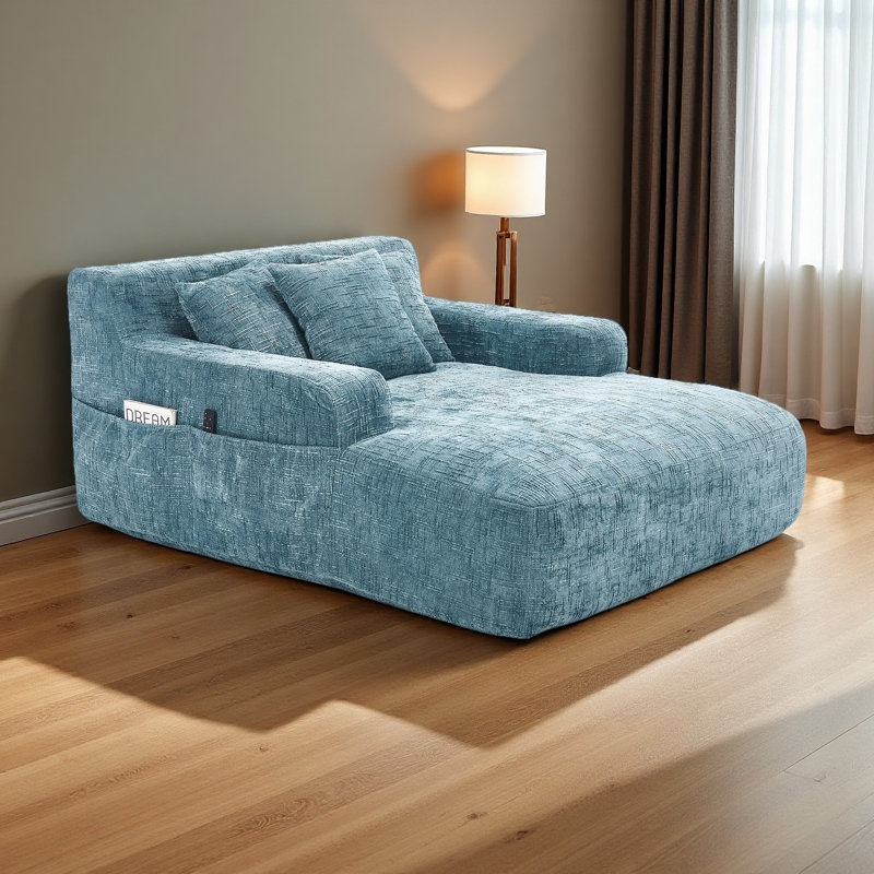 Canapé-lit Chenille, Bleu menthe