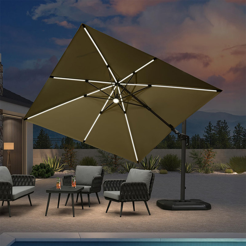 Parasol en porte-à-faux 120 po beige, Beige