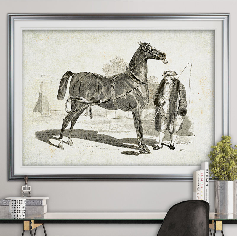 « équin sketch vii », impression, Cadre argenté, H 31 po x l 43 po x P 1,5 po, Blanc mat