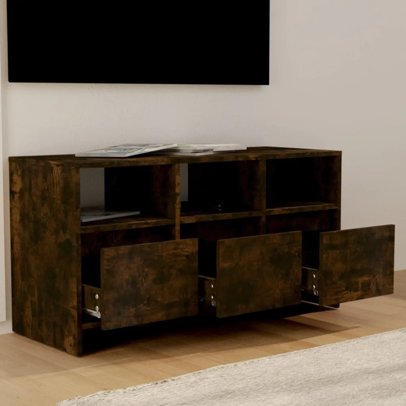 Greysi Unfinished TV Stand, Smoked Oak
