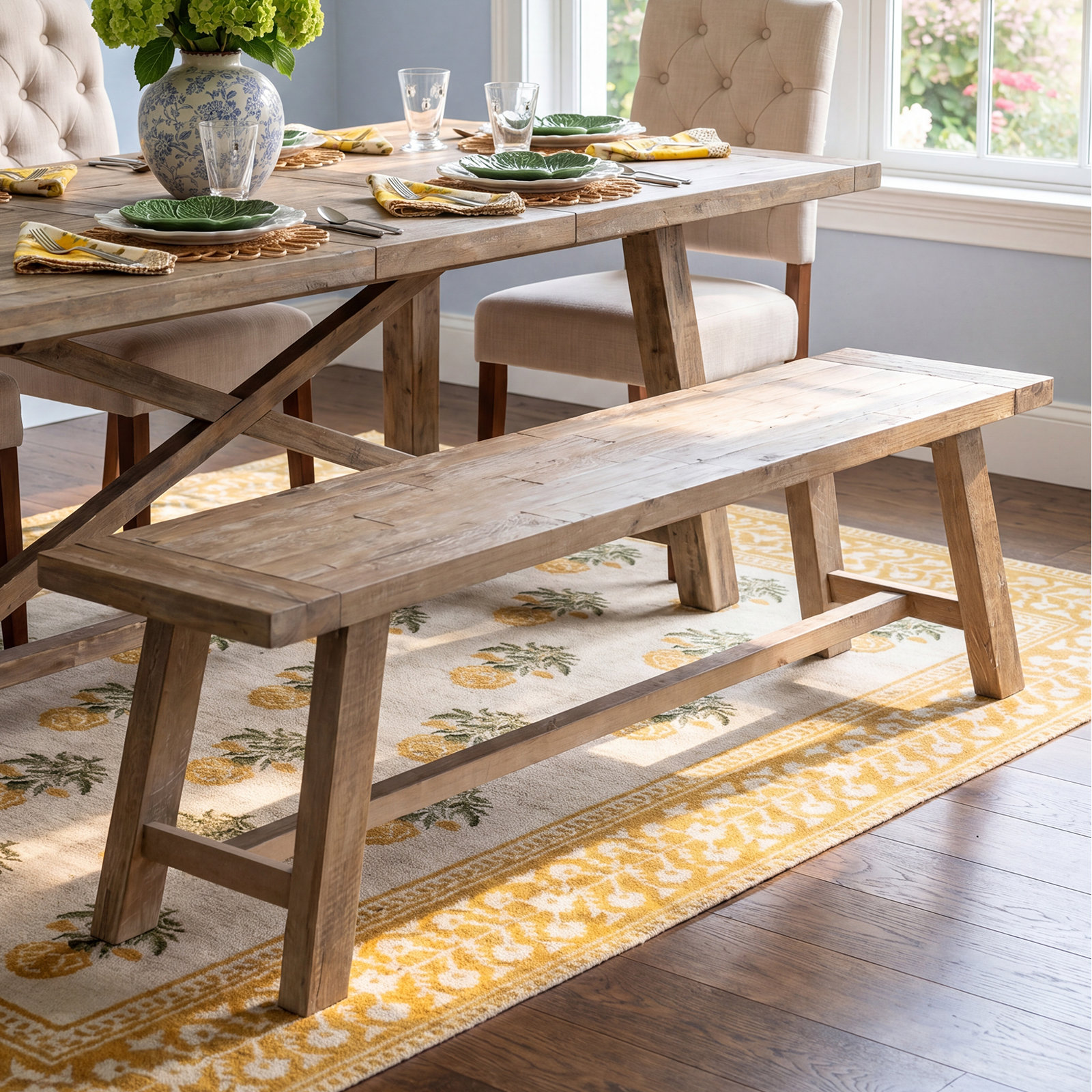 Bianca 60" Dining Bench, Weathered Natural