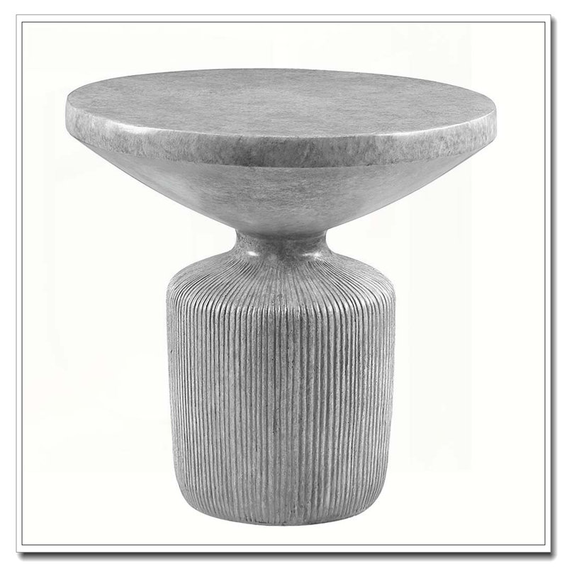 Table de bout grise vieillie avec piédestal