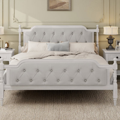 Traditional Style Bed Frame With Tufted Headboard, (Bed) by House of Hampton