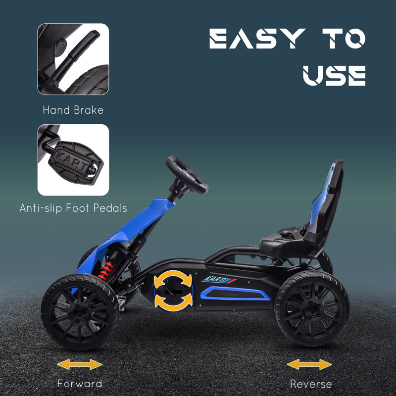 Blue Adjustable Pedal Go Kart with Handbrake