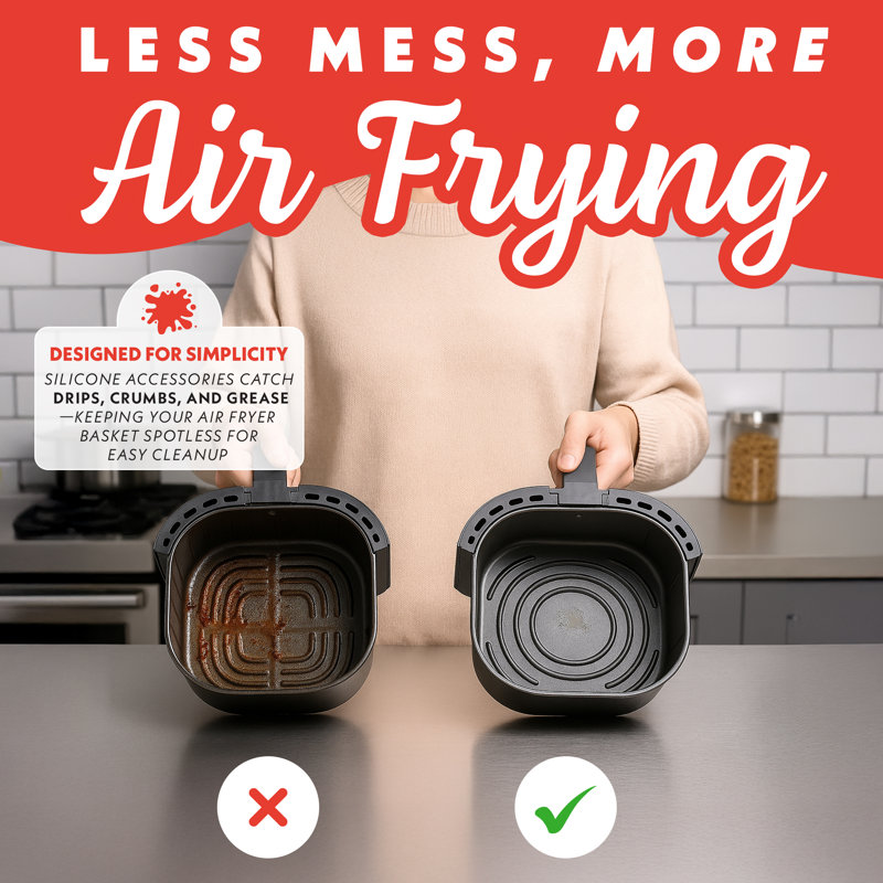 Gourmia 3-piece Silicone Air Fryer Liners With Egg Bite & Cupcake Molds, Bpa-free, Nonstick