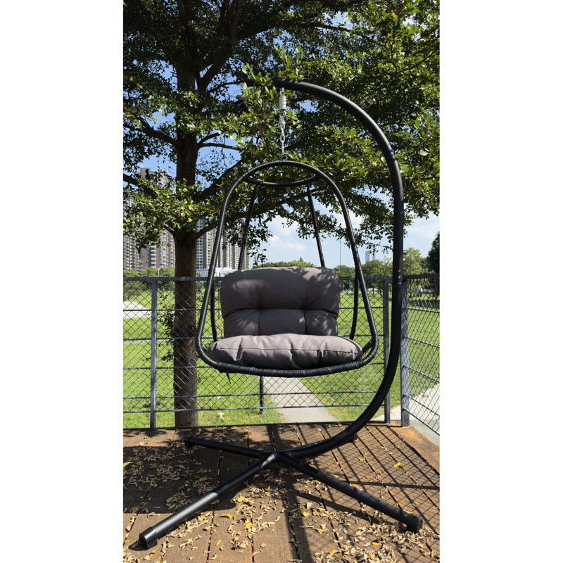 Patio Swing Egg Chair With Stand, Hanging Chair, C Type Bracket, Soft Cushion And Pillow, 4 - Point Support Foldable Easy To Move Indoor Outdoor Aging , Comfortable Ergonomic Seating, Install, Ideal