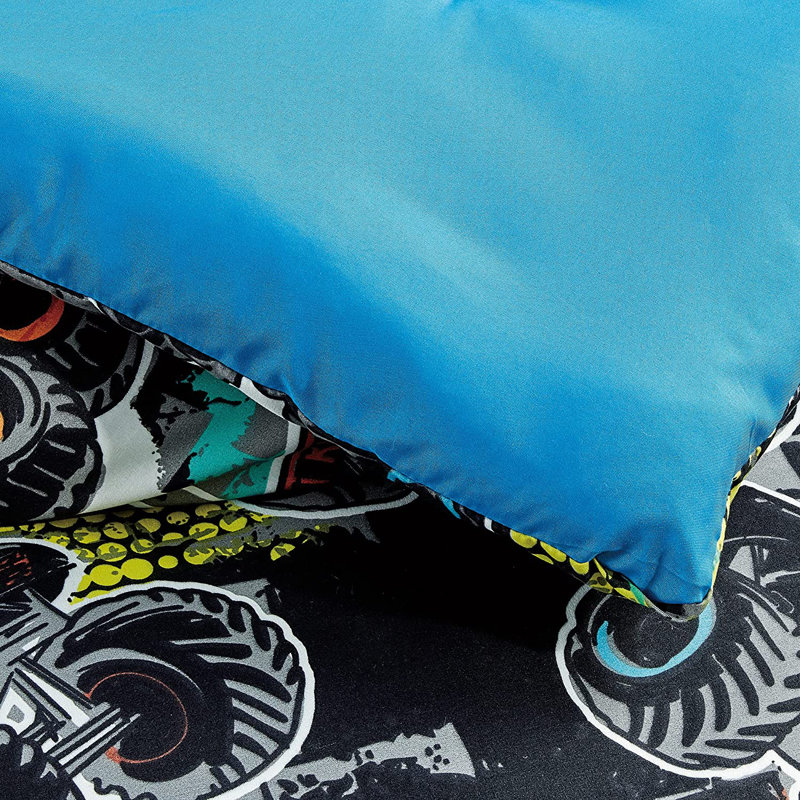 Twin Multi-Color Monster Truck Microfiber Comforter Set