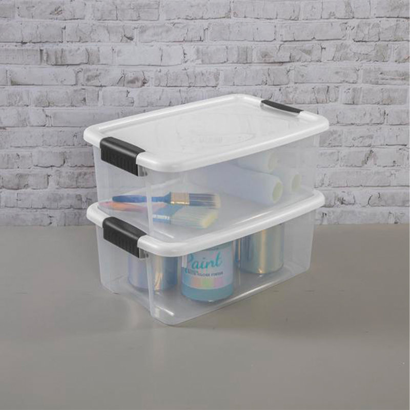 Clear Plastic Stackable Storage Bins with Latching Lids, 12-Pack