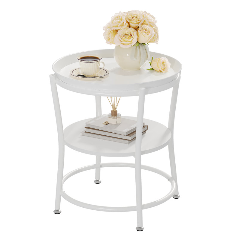 Tray Top End Table, White, White