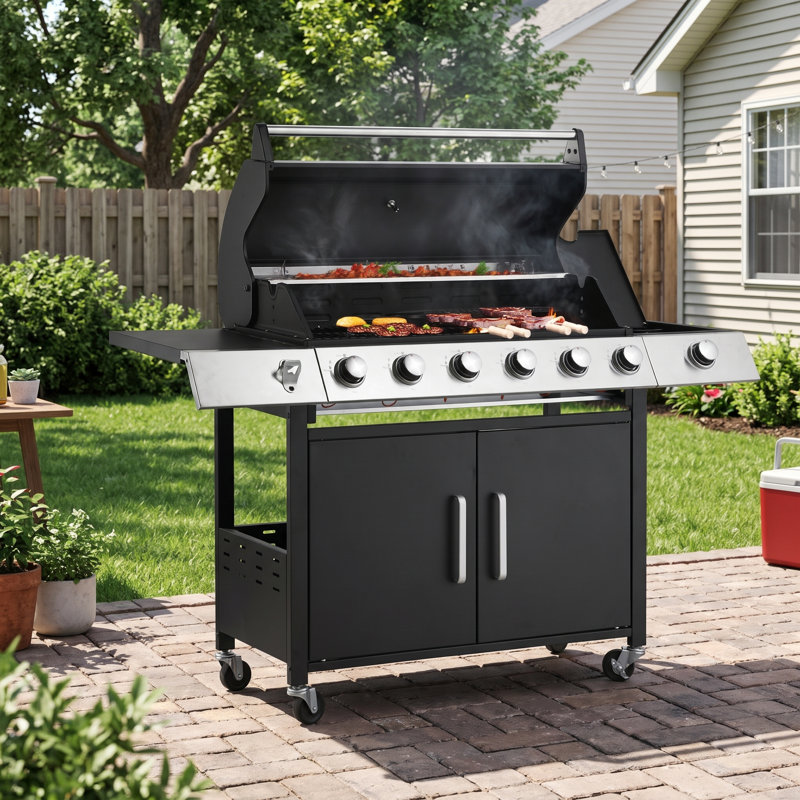6-Burner Propane Gas Grill with 649 Sq. In. Cooking Space and Side Burner