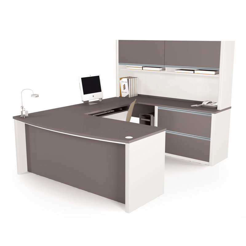 Operle U-Shape Executive Desk, Slate/Sandstone