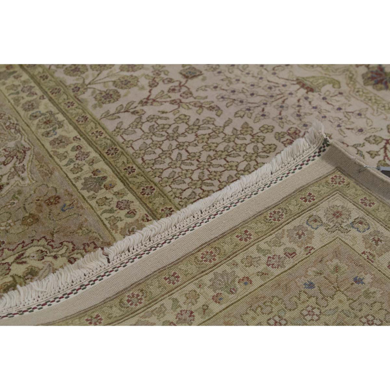 Tapis brun / ivoire de haute qualité noué à la main