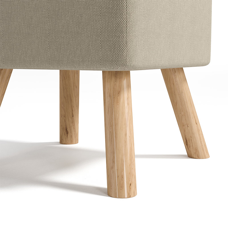 Germain Square Solid Colour Footstool Ottoman, Beige