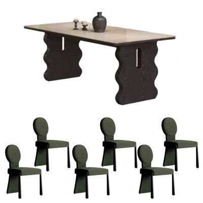 Black vintage sintered stone dining table set