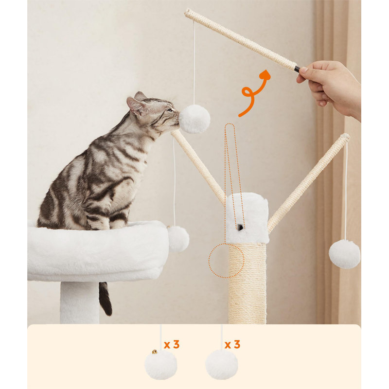 Greige 55.1" Cat Tree with Sisal Scratching Posts and Litter Box Enclosure