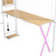 Lit mezzanine pour lit simple avec poste de travail à DEL, garde-robe et escalier de rangement, structure en métal, garde-robe blanche, escalier, escalier-1048069721