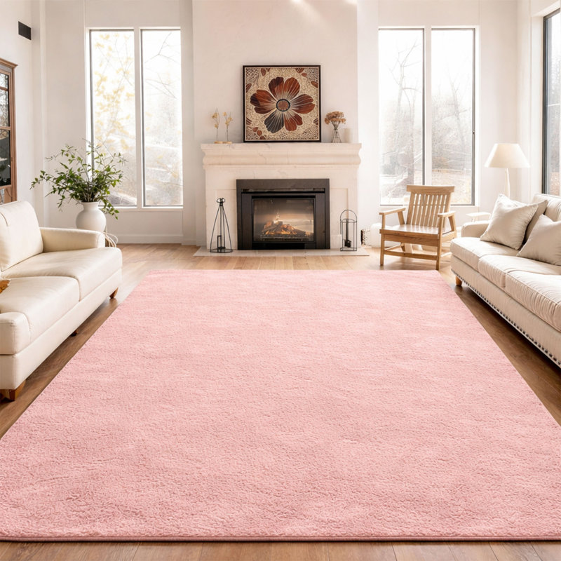 Machine Tufted Shag Area Rug, 200x290cm, LIGHT PINK