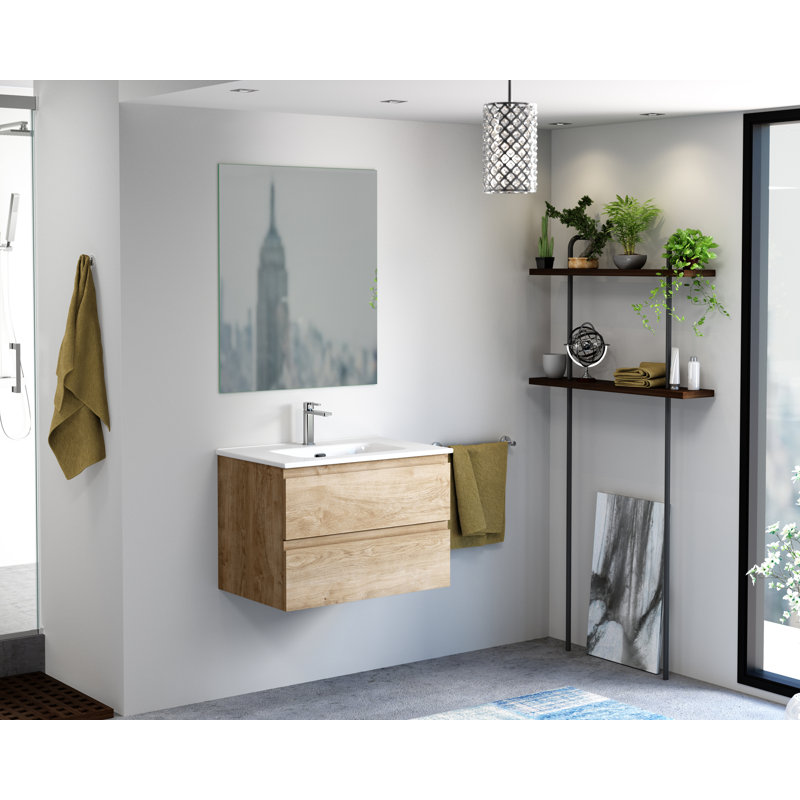 Pasadena 27.2'' Wall Mounted Single Bathroom Vanity Base Only, Oak