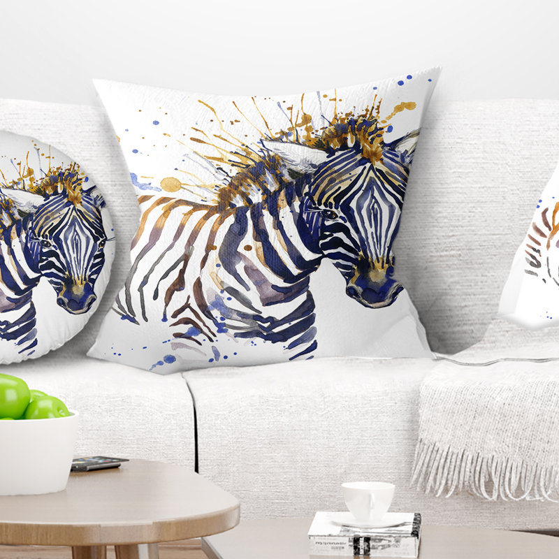Petit zèbre - coussin imprimé animal, 16 po x 1 po, Coussin décoratif