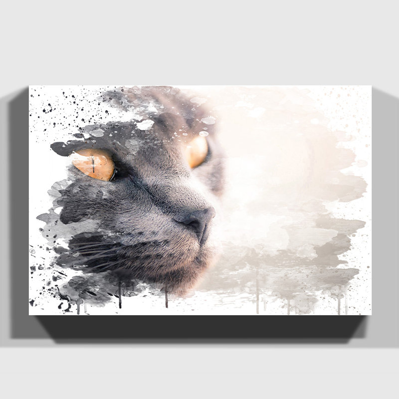 British Shorthair Cat - Wall Art, 70cm H x 100cm W, Wrapped Canvas