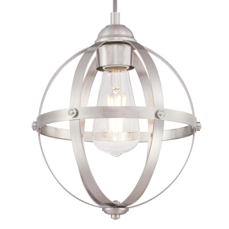 Luminaire suspendu sphère 1 lumière Genna, Nickel brossé