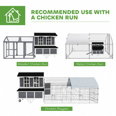 43" Chicken Coop with Wheels, Mobile Chicken House, Wooden Chicken Tractor with Nesting Box, Windows, Pull-out Tray, Perches, for 2-4 Hens