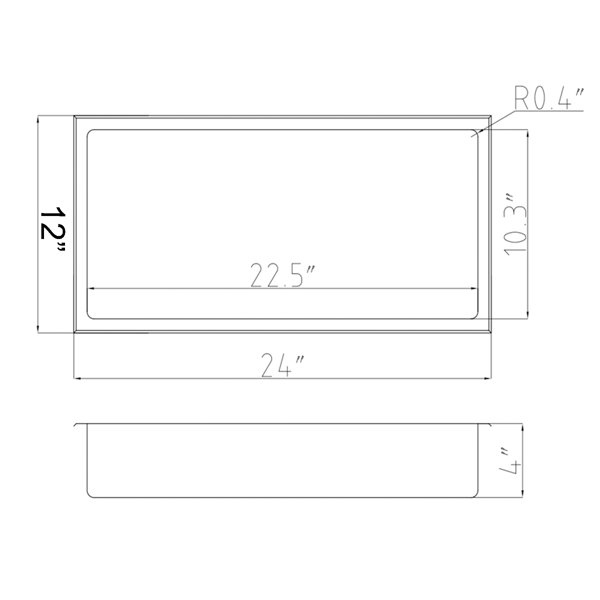 AKDY 24-in x 12-in Matte Black Stainless Rectangular Shower NICHE