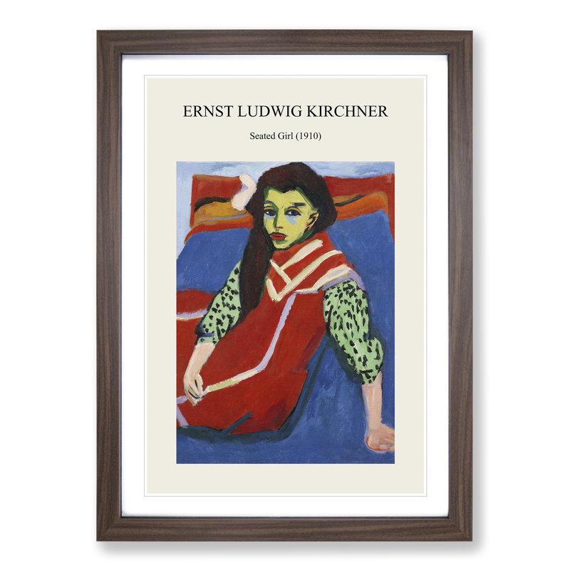 Seated Girl by Ernst Ludwig Kirchner - Picture Frame Graphic Art, 36cm H x 27cm W x 2cm D