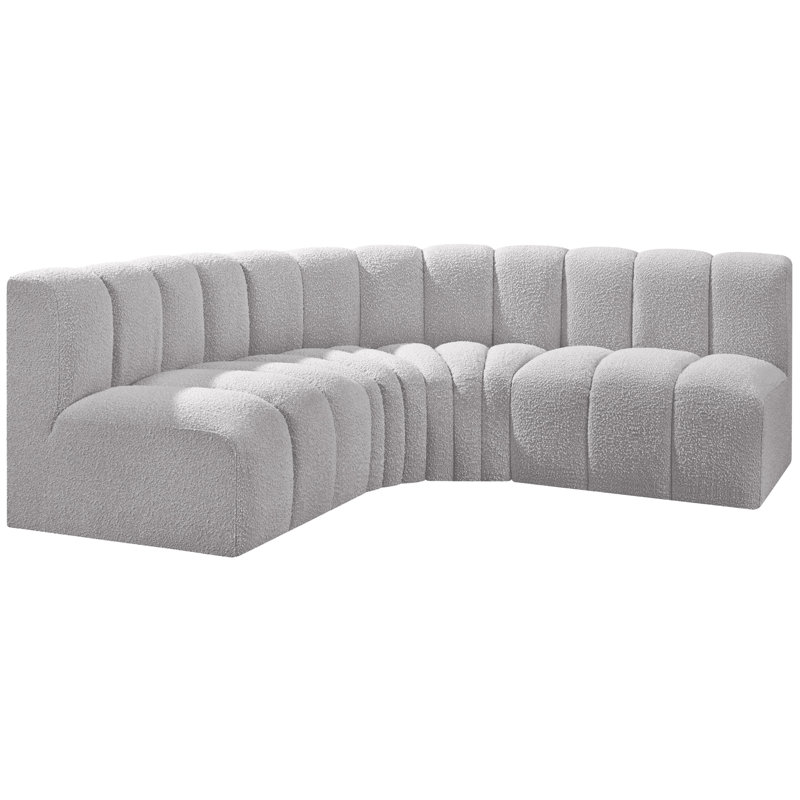 Canapé et méridienne rembourrés Hirah, Tissu gris bouclé