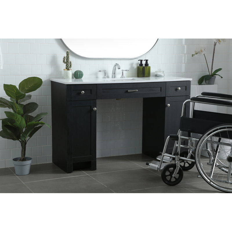 Cooper 54'' Single Bathroom Vanity with Engineered Marble Top, Black