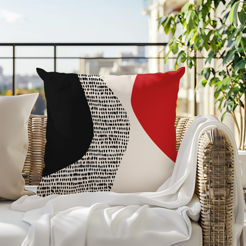 Coussin carré intérieur / extérieur pia, 19"H x 19"W, Rouge / noir / blanc cassé