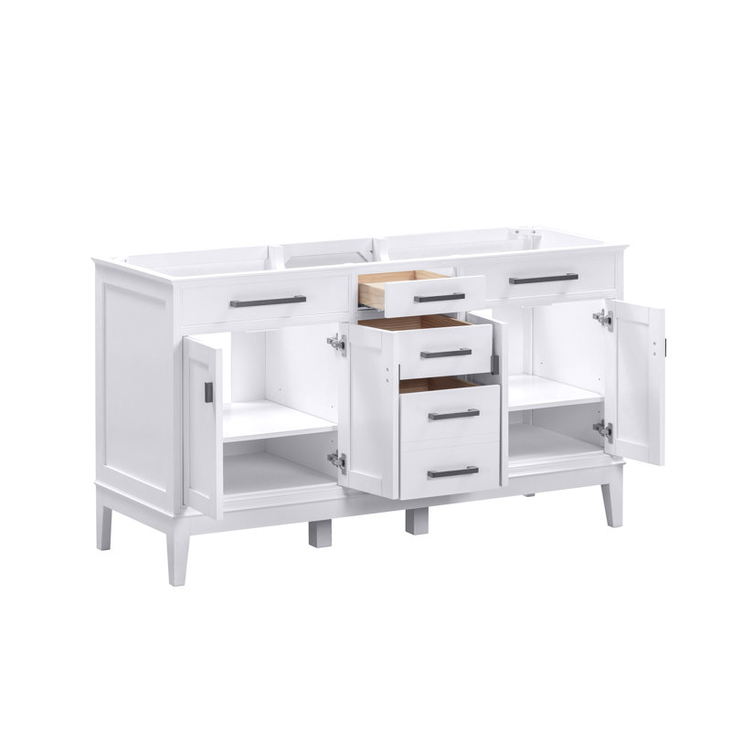 60'' Double Bathroom Vanity Base Only, White