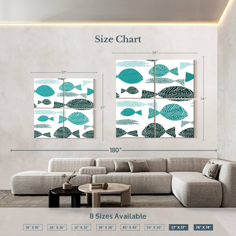 Brampt Abstract Fish School, 74" H x 74" W