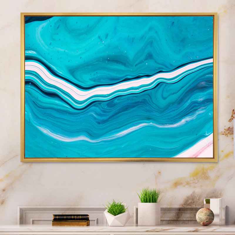 Luxury Turquoise Marble River VI - reproduction d'art sur toile encadrée, H 30 po x l 40 po x P 1,5 po