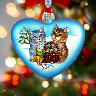 Collection de splendor de décoration en verre coeur kitty chats love