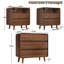Ensemble de commode et table de chevet en bois de noyer, commode 3 tiroirs pour la chambre à coucher, ensemble de table de chevet de 2, ensemble de chambre classique-134887143