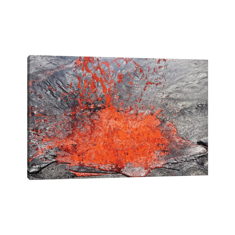 Lava Bubble Bursting Through Crust Of Active Lava Lake by Richard Roscoe - Wrapped Canvas Print