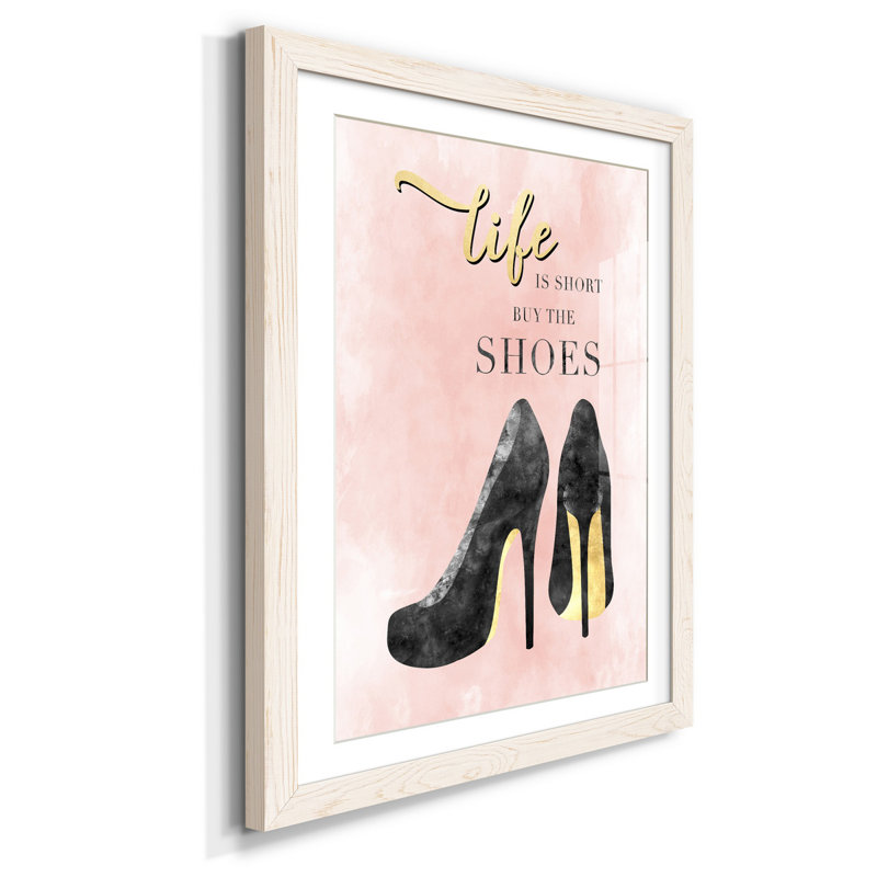 «Buy the Shoes», impression d'art textuel sur papier encadré, H 37,5 po x l 27,5 po x P 1,5 po, Blanc