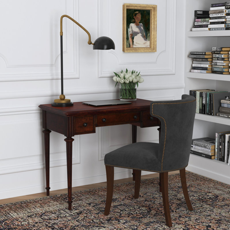 Edmund 38" Writing Desk with Storage, Dark Cherry