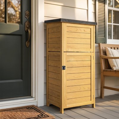 Wooden Parcel Box Outdoor,Lockable Weatherproof Floor Mounted Secure Front Access,19.5x19x45in,Black