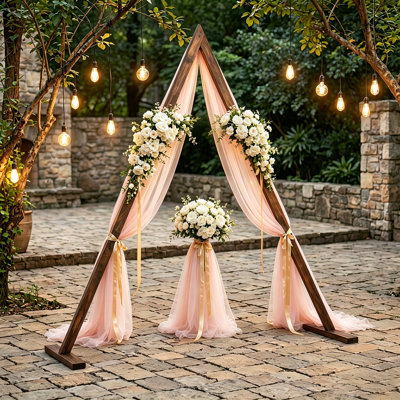 7,87 pi arche de mariage en bois triangulaire, support en toile de fond en forme d'arche de bois pour décoration de fête de jardin intérieure et extérieure