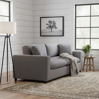 Canapé modulaire 2 pièces Cassandra - gris anthracite, tissu moelleux, facile à nettoyer et ultra confortable